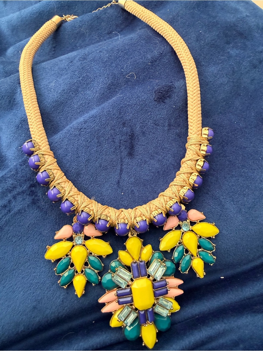 ✨ 3 for $15 sale- Statement Multicolor Bib Necklace - Yellow, blue, Teal, Pink
